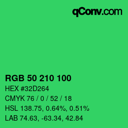 Color code: RGB 50 210 100 | qconv.com