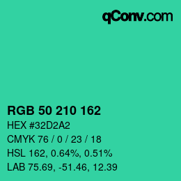 Code couleur: RGB 50 210 162 | qconv.com