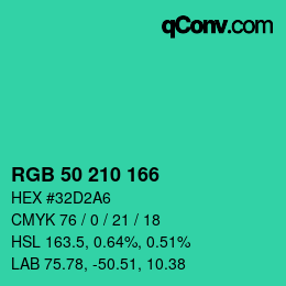 Color code: RGB 50 210 166 | qconv.com