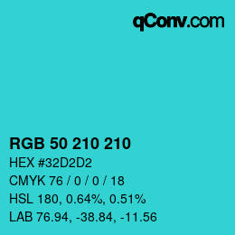 Color code: RGB 50 210 210 | qconv.com