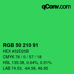 Color code: RGB 50 210 91 | qconv.com