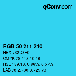 Color code: RGB 50 211 240 | qconv.com