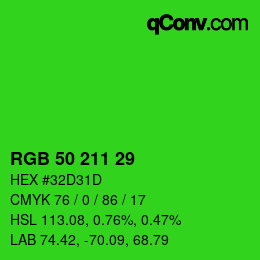 Color code: RGB 50 211 29 | qconv.com