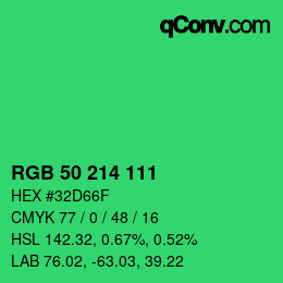 Color code: RGB 50 214 111 | qconv.com