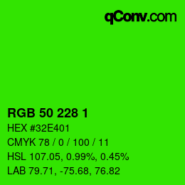 Farbcode: RGB 50 228 1 | qconv.com