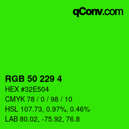 Color code: RGB 50 229 4 | qconv.com