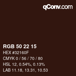 Farbcode: RGB 50 22 15 | qconv.com