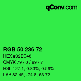 Color code: RGB 50 236 72 | qconv.com