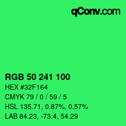 Color code: RGB 50 241 100 | qconv.com