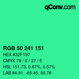 Color code: RGB 50 241 151 | qconv.com