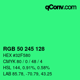 颜色代码: RGB 50 245 128 | qconv.com
