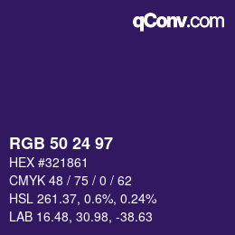 Color code: RGB 50 24 97 | qconv.com
