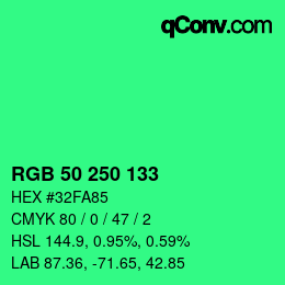 Color code: RGB 50 250 133 | qconv.com