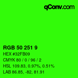 Color code: RGB 50 251 9 | qconv.com