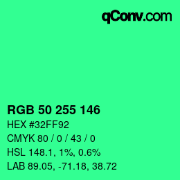 Código de color: RGB 50 255 146 | qconv.com