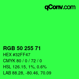 Color code: RGB 50 255 71 | qconv.com