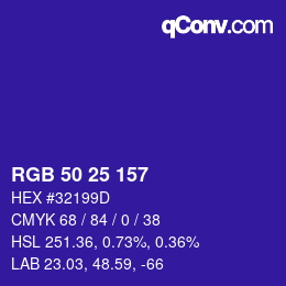 カラーコード: RGB 50 25 157 | qconv.com