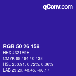 Color code: RGB 50 26 158 | qconv.com