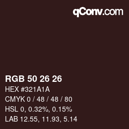 カラーコード: RGB 50 26 26 | qconv.com