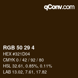 Farbcode: RGB 50 29 4 | qconv.com