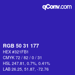 Color code: RGB 50 31 177 | qconv.com