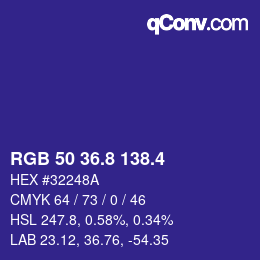 カラーコード: RGB 50 36.8 138.4 | qconv.com