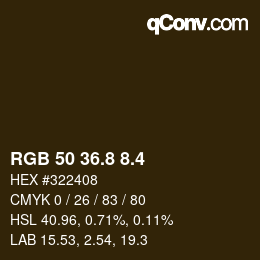 カラーコード: RGB 50 36.8 8.4 | qconv.com