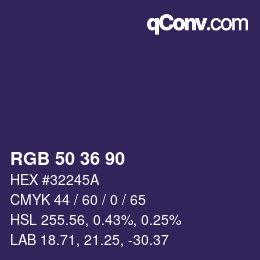 カラーコード: RGB 50 36 90 | qconv.com
