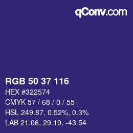 Color code: RGB 50 37 116 | qconv.com