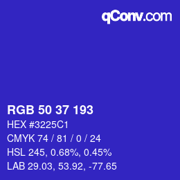 Color code: RGB 50 37 193 | qconv.com