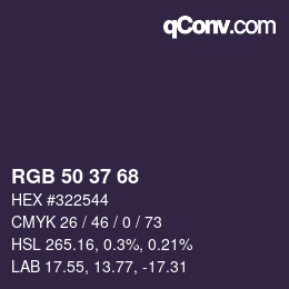 Code couleur: RGB 50 37 68 | qconv.com