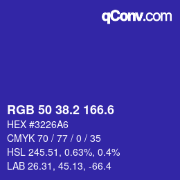 カラーコード: RGB 50 38.2 166.6 | qconv.com
