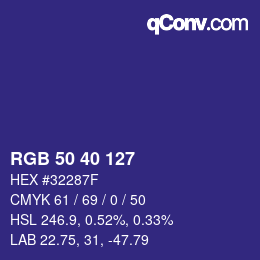 Color code: RGB 50 40 127 | qconv.com