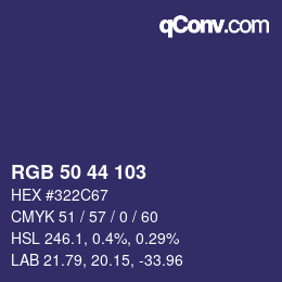 カラーコード: RGB 50 44 103 | qconv.com