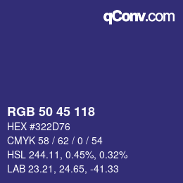 Farbcode: RGB 50 45 118 | qconv.com