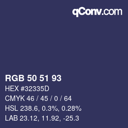 颜色代码: RGB 50 51 93 | qconv.com