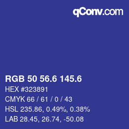 カラーコード: RGB 50 56.6 145.6 | qconv.com