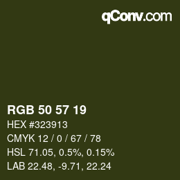 Farbcode: RGB 50 57 19 | qconv.com