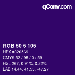 Color code: RGB 50 5 105 | qconv.com