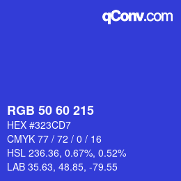 颜色代码: RGB 50 60 215 | qconv.com