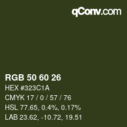 カラーコード: RGB 50 60 26 | qconv.com