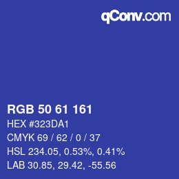 Color code: RGB 50 61 161 | qconv.com