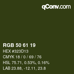 カラーコード: RGB 50 61 19 | qconv.com