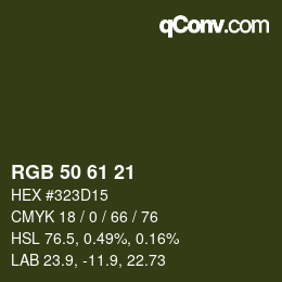 颜色代码: RGB 50 61 21 | qconv.com