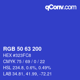 Color code: RGB 50 63 200 | qconv.com
