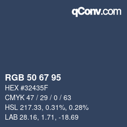 颜色代码: RGB 50 67 95 | qconv.com