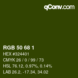 カラーコード: RGB 50 68 1 | qconv.com