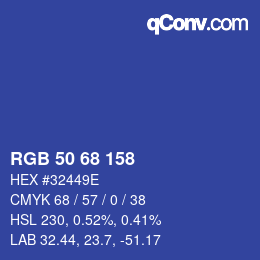 Color code: RGB 50 68 158 | qconv.com