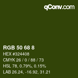 Color code: RGB 50 68 8 | qconv.com