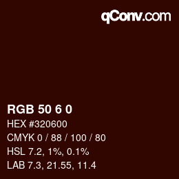 Color code: RGB 50 6 0 | qconv.com